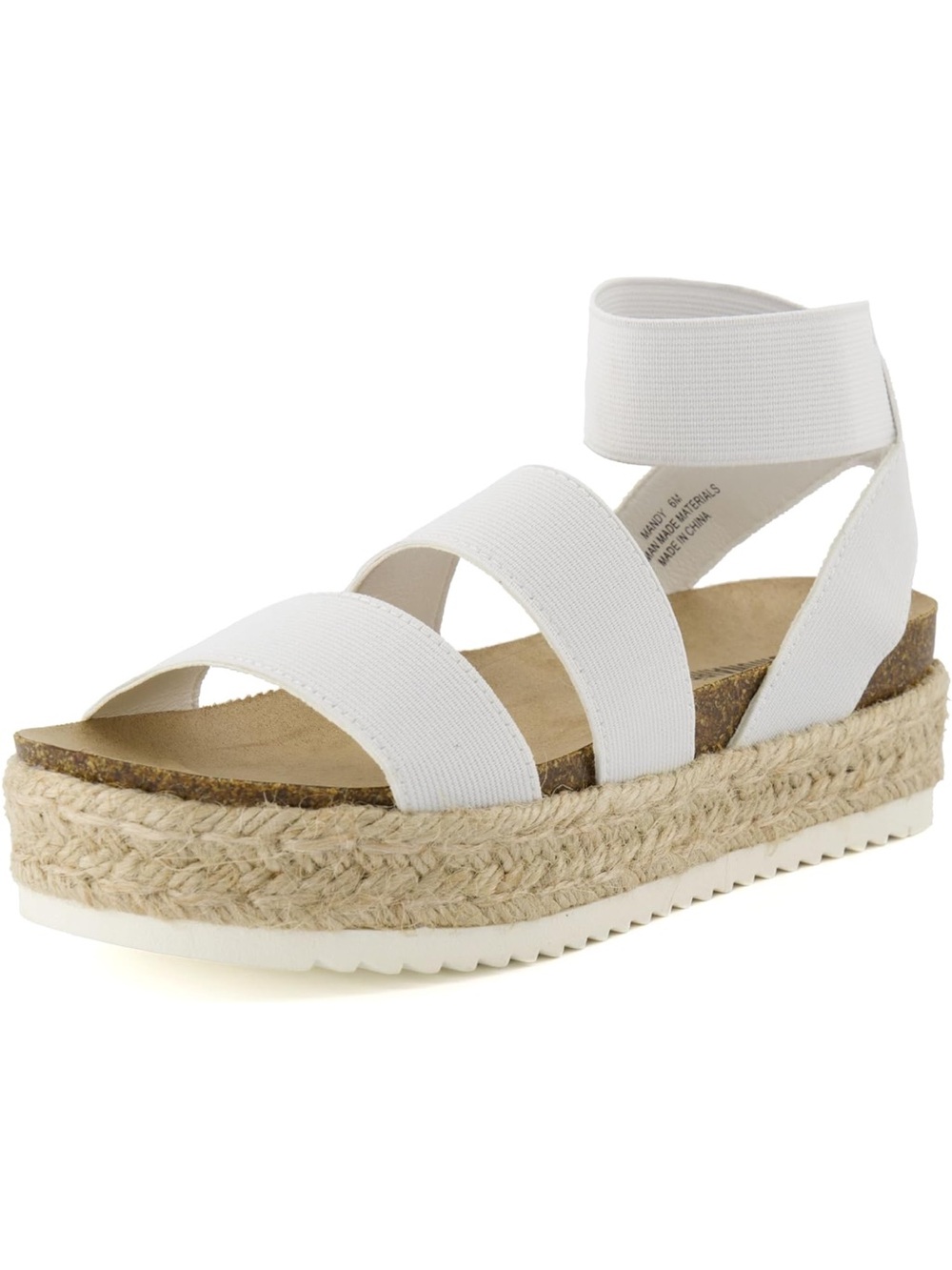 White Elastic-Strap Espadrille Wedge Sandal
